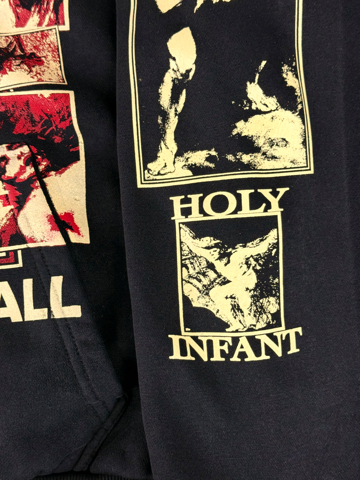 GOYA Hoodie - Washed Black, sleeve print detail