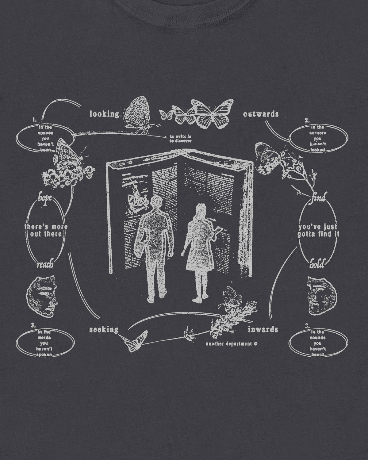 Seeking T-Shirt - Slate, print detail